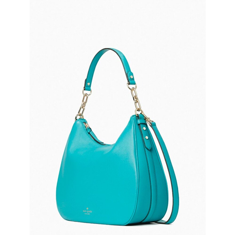 S Kate Spade Mulberry Vivian Turquoise Blue Leather Hobo WKRU4138 Shoulder NWT - Picture 3 of 5